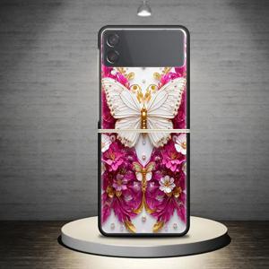 TEMU 핑크 꽃과 나비 하드 케이스, 삼성 갤럭시 Z Flip6, Z Flip3, Z Flip4, Z Flip 5G, Z Flip5용