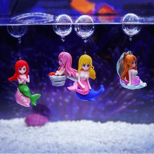 TEMU 4pcs 미니 머메이드 아쿠아리움 장식 세트 - 날개가 달린 부유하는 껍질 인형, 생동감 있는 색상 (분홍색, 노란색, 빨간색, 초록색)으로 물고기 탱크 장식, 상상력 있는 가정 및 사무실 장식, 아쿠아리움 장식, 상상력 있는 디자인, 세부적인 공예