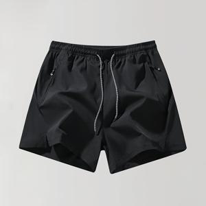 TEMU 남성용 빠른 건조 운동 반바지 - 통기성, 경량, 편안한 러닝 및 피트니스 트레이닝 반바지, 탄성 허리띠 및 측면 포켓, 해군 파란색, 운동 반바지, 캐주얼 3분의 4 바지, 단색 디자인