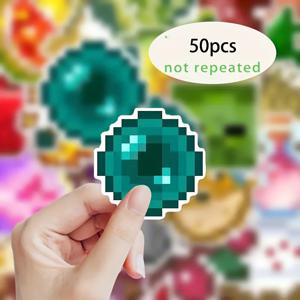 TEMU 50개 픽셀 아트 게임 스티커 - 생동감 넘치는 PVC 데칼, 물병, 스케이트보드, 휴대폰 등에 적합한 레트로 게이밍 테마 스티커