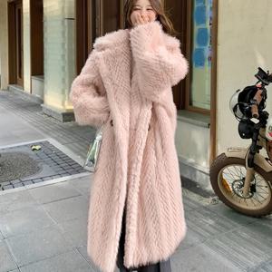 TEMU 여성 겨울 코트 - 우아한 롱 포멀 & 캐주얼 아우터, 소프트 핑크, 루즈핏 H-시ルエット 드롭 숄더 슬리브, 데일리 & 특별한 날을 위한 겨울용 재킷, 시즌 패션, 시크한 디자인, 플러시 텍스처, 스타일리시 아우터, 패션 애호가