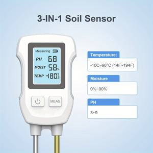 TEMU INSOMA 3-in-1 화분 및 잔디밭용 토양 테스터 - 풍부성, 온도, 습도, pH 측정, 대형 LCD 백라이트 스크린, 섭씨/화씨 변환, 자동 전원 차단, 가정 및 전문가용 내구성 플라스틱 정원 도구, 토양 습도 측정기, 사용자 친화적인 디자인, 읽기 쉬운 디스플레이