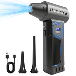 TEMU 2025 신형 핸드헬드 터보팬, 110000 RPM 고속, LED 풍속 디스플레이, 휴대용 장거리 USB 충전, 사계절 다용도: 신속 냉각, 효율적인 눈과 먼지 제거|차량용선풍기|서큘레이터선풍기