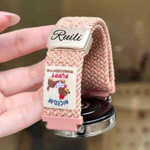 TEMU 맞춤 이름 귀여운 강아지 도트 나일론 자석 스트랩 삼성 시계 20mm 22mm 여성 남성 스트랩 액세서리 커플 선물, 스마트워치 액세서리, 장난기 있는 디자인, 내구성 있는 손목 밴드, 스마트워치 밴드, 패션 애호가, 캐주얼 착용, 스타일리시한 손목 밴드, 편안한 착용감, 패션 애호가, 연결된 시계 팔찌|남자팔찌