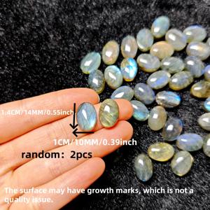 TEMU 작은 타원형 천연 래브라도라이트 베어 스톤 링 표면 - DIY 장신구, 장식 액세서리, 펜던트, 링, 귀걸이 제작에 적합