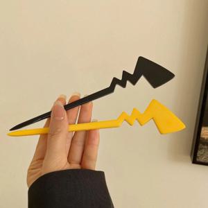 TEMU 애니메이션 만화 헤어 클립 - 귀여운 치비 번개 & 노란색 아이코닉 엠블럼, 변신 가능한 포니테일 액세서리, 유니폼 스타일, 테마 파티 (애니메이션 캐릭터와 호환 가능)
