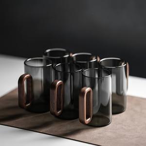 TEMU 파리다비오 6pcs 세트 블루 우드 핸들 퍼펙트 유리 컵, 대용량 티 워터 컵 홈 및 사무실 손님용 -12.85 온스 - 티 및 커피 컵, 누출 방지, 보온, 크리스마스, 새해, 데이, 생일 선물에 완벽합니다.