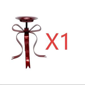 TEMU 우아한 메탈 캔들 홀더 - 버건디 테이블 센터피스 (크리스마스, 할로윈, 부활절, 추수감사절, 하누카용) - 견고한 받침대, 전기 불필요, 실내/야외 파티 장식, 쉬운 세척, 휴일 테이블웨어, 페스티브 리본 디자인, 내구성 강한 금속 구조, 시즌 테이블웨어, 스타일리시 홈 액세서리, 오래가는 소재, 이벤트 스타일링