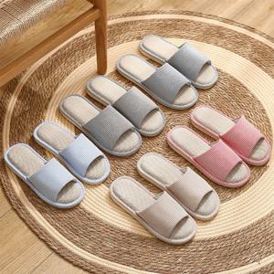 TEMU 남녀공용 린넨 실내화 , 부드러운 밑창, 미끄럼 방지 편안함, 침실/거실/사무실용 슬립온 디자인 - 미니멀한 단색 홈슈즈, 하우스슬리퍼