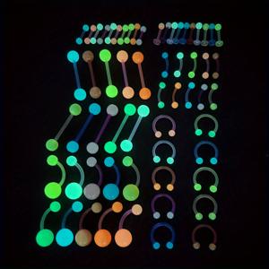 TEMU 60개 야광 바디 피어싱 키트 배꼽 눈썹 입술 혀 코 피어싱 링 여성 남성용 바디 쥬얼리