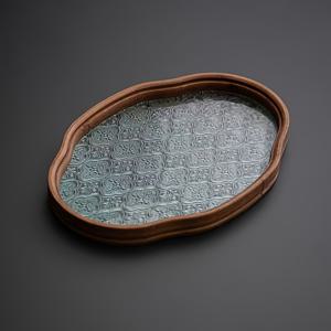 TEMU 빈티지 꽃 유리 차 트레이, 데스크탑 트레이, 스낵 보관 트레이, 화장품 보관 트레이, 커피, 결혼식, 사탕 디스플레이에 매우 적합|텀블러|커피|화장품정리함