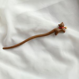TEMU 1pc 빈티지 산달우드 고양이 헤어핀 - 여성 및 소녀를 위한 우아한 나무 헤어 스틱, 일상 착용 및 프롬 액세서리에 이상적