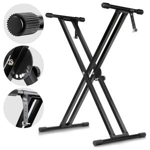 TEMU 1pc 스테인레스 스틸 키보드 피아노 스탠드, X-Type 더블 바, 접이식 및 분리식, 조절 가능한 음악 키보드 지원 브래킷, 미끄럼 방지 고무 발, 어린이 및 성인용