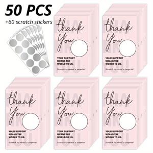 TEMU 50개 스크래치 오프 바우처 카드, 빈 감사 선물 증서, 종이 재질, 전기 필요 없음, 60개의 스크래치 스티커 포함, 소규모 비즈니스, 레스토랑, 스파, 미용실, 살롱, 크리스마스, 생일, 휴일 선물, 결혼식, 일반 축하 행사, 14세 이상, 할로윈