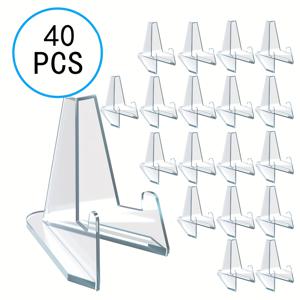 TEMU 40개 투명 아크릴 카드 디스플레이 스탠드 - 스포츠 카드, PSA 등급 카드, 야구 카드 및 수집품용 조절 가능한 이젤 홀더 - 가정 및 상업용 안전한 삼각형 디자인, 홈 |세련된 디자인|아크릴 소재