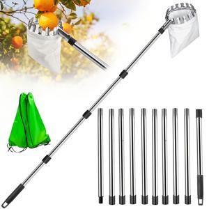 TEMU 쉬운 수확 과일 따기 도구 세트 - 내구성 있는 금속, 전원 필요 없음, 사과, 복숭아 등에 적합한 쿠션 디자인 - 8FT-13ft 연장 막대 포함