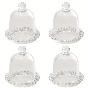 TEMU 4pcs 미니 유리 돔 장식 트레이 - 파티, 결혼식, 촛불 및 꽃 공예, DIY 공예 용품을 위한 우아한 투명 클로체 벨 주스 디스플레이 케이스 | 농가의 매력 | 우아한 유리 구조, 돔 모양 유리, 보석 만들기, 비즈 및 보석 만들기 디스플레이 및 포장 용품
