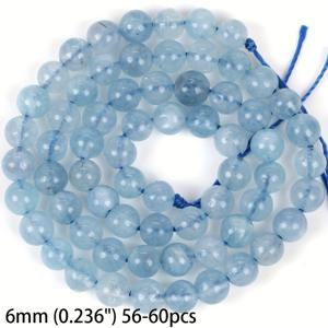 TEMU ASVRAI U 천연 아쿠아마린 스톤 비즈 6mm 8mm 10mm 어소트먼트 - DIY 주얼리 만들기용 핸드폴리시드 보석 구슬, 목걸이 팔찌 제작용, 독특한 블루 그라데이션 디자인, 주얼리 제작용 비즈, 우아한 비즈 디자인