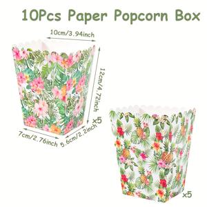 TEMU 10pcs 하와이 거북이 뒷잎 선물 상자 - 생동감 있는 꽃과 파인애플 디자인 종이 선물 상자 - 생일, 청소년 샤워, 여름 주제 파티 - 전원 필요 없음, 하와이 파티 장식