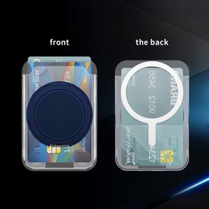 TEMU 아이폰 16/15/14/13/12 시리즈 호환, 2장의 카드를 보관할 수 있는 유니버설 투명한 자석형 지갑. 360° 회전하는 자석링 홀더와 고강도 자동 접착식 케이스용 휴대폰 거치대