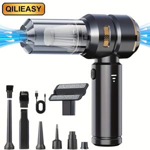 TEMU QILIEASY: 100W 고출력 무선 휴대용 진공 청소기, 16000Pa 강력한 흡입력 미니 자동차 청소기, 2000mAh*3 리튬 배터리, 가정 및 자동차 카펫 계단 펫 헤어 깊은 청소