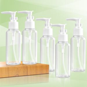 TEMU 5개 100ml 투명한 두꺼운 플라스틱 펌프 병, 흰색 펌프 - 내구성, 누출 방지 용기, 샴푸, 샤워 젤 및 더 - PVC 무료, 충전 가능 및 휴대 가능, 샤워 젤 병|투명한 디자인|누출 방지 디자인