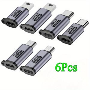 TEMU 6pcs USB C를 USB 어댑터로 변환, USB C를 USB로 변환, USB를 USB C 확장, USB C/ USB를 미니 USB 커넥터로 변환, 타입 C 어댑터 USB 여성을 타입-C 남성으로 변환, 삼성 갤럭시 S20 S10 S9 S8 플러스, 노트 9 8, A10 A20 A51, LG V35 V30 G7 G6, USB C 충전