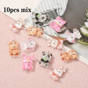 TEMU 랜덤 10개 투명 토끼, 곰, 강아지 동물 레진 펜던트 DIY 목걸이, 팔찌, 귀여운 핸드메이드 액세서리용 키체인 참