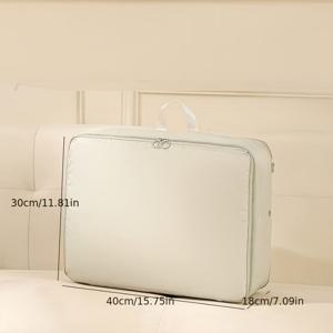 TEMU 대용량 다기능 자체 압축 수납백 지퍼 클로저 - 내구성 있는 폴리에스터 정리함, 침구류 및 여행/이사용 - 공간 절약형 직사각형 디자인 세탁 가방