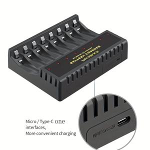 TEMU PUJIMAX 블랙/화이트 8셀 1.2V 니켈-금속수소 AA/AAA 배터리 스마트 충전기, 과충전 방지 및 배터리 수명 연장, 안전하고 신뢰할 수 있는 야간 무음 디자인 [일회용 배터리는 충전하지 마세요]