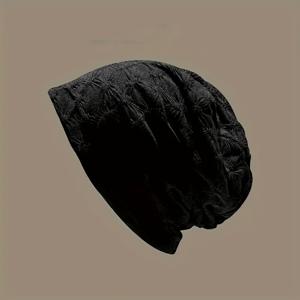TEMU 여성을 위한 빈티지 플리츠 비니 - 가벼우며, 느슨한 핏, 일본을 영감으로 한 헤드 랩, 리플링된 가장자리, 검은색과 흰색 디자인, 모든 계절에 완벽, 남성과 여성 모두에게 다용적, 올 시즌 헤드웨어 | 일본을 영감으로 한 디자인 | 구조, 비니 모자