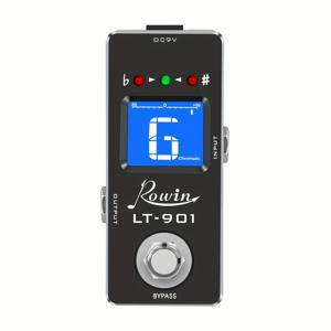TEMU Rowin 기타 튜너 페달 - 고정밀 크로마틱 튜너, LCD 디스플레이, 트루 바이패스, USB 전원, 블랙, 36V 이하, 컴팩트 디자인 전기 및 베이스 기타용, 기타 튜너, 베이스 튜너, 정밀 튜닝, 내구성 있는 구조