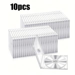 TEMU 10개 초슬림 투명 CD/DVD 디스크 케이스 - 잠금 장치 포함, 내구성 강화, 조립 불필요, CD/DVD/블루레이 호환, 홈/오피스/도서관용 - 스크래치 및 먼지 방지 보호, 미니멀 디자인, 튼튼한 구조, 사무직 종사자용, 슬림한 디자인, 내구성 플라스틱, CD 보관 케이스