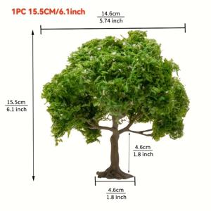 TEMU 15cm 미니어처 나무 모델 - 리얼리스틱 그린 잎사귀, 수제 내구성 나일론 트리, 조경 디자인 및 건축 모델링용, DIY 프로젝트 - 무독성, 탈모 없음, 청소 쉬움, 야외 장식용, 자연스러운 외관, 섬세한 뿌리 구조