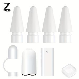 TEMU 7개 자석 펜 캡, 충전 어댑터, 교체용 펜 팁 및 펜 캡 홀더 - 애플펜슬 1세대 태블릿 호환 (앱플 헤드 to 앱플 헤드, TYPE-C to 앱플 헤드, 앱플 헤드 to TYPE-C), 보관함 포함