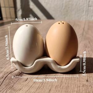 TEMU 알 모양 세라믹 소금 후추 그릇 - 고급 세라믹, 수제 제작, 주방 및 레스토랑 장식에 이상적, 레트로 디너 설정, 독특한 에그 디자인, 주방 장식 선물, 소금 후추 그릇