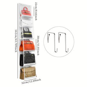 TEMU 1개입 고강도 도어형 가방 정리함 (후크 포함) - 공간 절약형 옷장 문 정리대, 가방, 지갑, 핸드백 보관 - 현관, 침실, 욕실용 튼튼한 도어 마운트 수납 - 도구 불필요 간편 설치 - 내구성 좋은 폴리에스터 구조