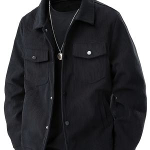 TEMU 랜슨 OBM 남성 코듀로이 재킷 - 캐주얼 라펠 칼라 버튼 코트, 루즈핏 코듀로이 라펠 & 포켓 재킷, 봄/가을용, 세탁기 사용 가능 아우터웨어 (아니요) - 베이지/탄, 다용도