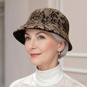 TEMU 여성용 중년 및 시니어 소프트 피셔맨 버킷 모자 - 가벼운 통기성 와이드 브림, 봄/가을용 신축성 탄력 핏, 캐주얼 & 포멀 의상, 낚시 모자, 야외 헤드웨어, 패턴 머리띠, 피부 친화적 원단|벙거지모자