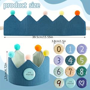 TEMU 심플한 얇은 원단 생일 왕관, 생일 장식, 재사용 가능한 버튼 숫자 0-9 직조 왕관, 생일 파티 모자, 할로윈, 크리스마스 이벤트 & 파티 용품 할로윈&크리스마스