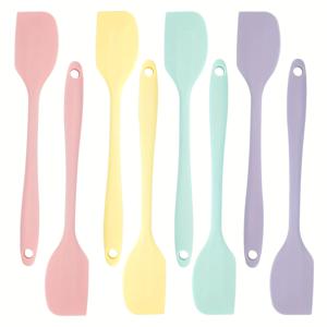 TEMU 8pcs 세트 북유럽 컬러풀 실리콘 스파투라 열 저항 비스듬한 실리콘 미니 베이킹 스파투라 세트 케이크 크림 주방 가제트 혼합 색상에 적합