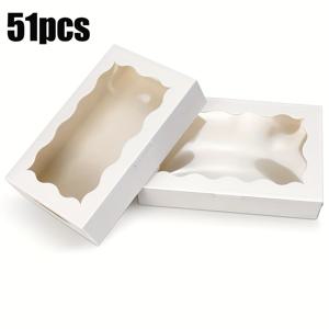 TEMU 51개 크래프트 선물 상자, 투명 디스플레이 창이 있는 - 클립 잠금 장치가 있는 일회용, 휴일 선물에 매우 적합, 휴일 선물 상자 | 휴일 디자인 | 할로윈/크리스마스/발렌타인데이/추수감사절/졸업을 위한 종이 선물 상자