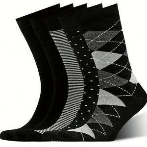 TEMU 남성용 중간 튜브 양말 5켤레, 줄무늬 봄 여름 통기성 편안한 남성용 비즈니스 영국 스타일 기하학 양말, 다용도 간단한 고가 양말, 일상 사용에 적합