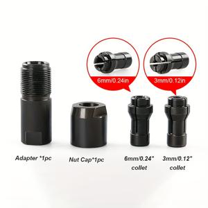 TEMU 다용도 업그레이드 3mm & 6mm 그라인더 척 어댑터 세트 - M10 * 1.5 나사, 목공 및 연마 공구용 금속 구조