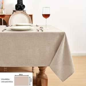 TEMU 1pc 베이지 폴리에스터 테이블 클로스 - 피크닉, 휴일 모임, 캠핑, 결혼식, 생일, 파티, 레스토랑 또는 버프에 적합한 직사각형 단순 스타일 테이블 커버 - 테이블 보호, 가정 주방, 식탁 장식