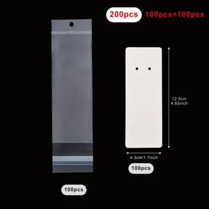 TEMU 100개/200개 키체인 디스플레이 카드 투명 백 포함, 주얼리 액세서리 정리함, 내구성 있는 리테일 및 공예 디스플레이 스탠드, 종이 및 플라스틱 재질, 전원 공급 불필요, 주얼리 제작 디스플레이 및 포장 용품, 비즈 및 주얼리 제작