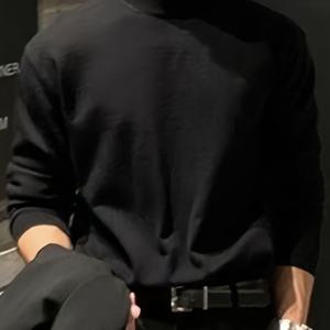 TEMU 테무진 OBM 남성용 가을 겨울 솔리드 컬러 하프터틀넥 니트 스웨터