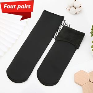 TEMU 가을과 겨울을 위한 두꺼운하고 따뜻한 양털 양말 4켤레, 자체 가열 특성을 갖고 있으며 남성과 여성 모두에게 적합한 중간 튜브 바닥 양말으로 설계되었습니다.