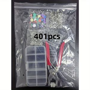 TEMU 401pcs 다색 스냅 패스너 세트, 스테인레스 스틸 프레스 클립 키트, 수제 공예, 의류, 모자, 가방을 위한 보관 상자 포함된 수제 공예 용품