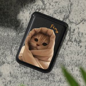 TEMU 2025년 신형 고급스러운 세련된 귀여운 강아지 패턴 자석 카드 홀더 iPhone 16 15 14 Pro Max 지갑 부착, 1-2장 수납, 내장 보안 포켓 KA1 장착, 소재, 자석 잠금, 안감, 슬립 포켓, 코트 형태 요소, 신용 카드 지갑 컴파트먼트